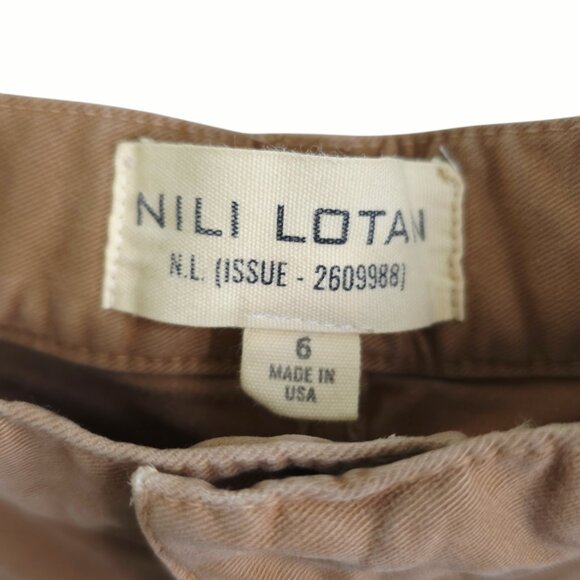 Nili Lotan Shon Pant Rust Brown Barrel Leg Cotton Twill Size 6 - Picture 4 of 10